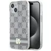 Image de Coque Rigide Beige/beige Dkny Dkhmp15shcptse Pour Iphone 15/14/136,1 Pouces, Motif À Carreaux Monochrome Et Rayures Imprimées, Compatible Magsafe.