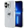 Image de Coque Rigide Blanche/blanche Karl Lagerfeld Klhmp14xhlschh Pour Iphone 14 Pro Max 6,7 Pouces, Compatible Magsafe, Avec Tête Choupette En Métal Et Iml.