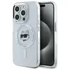 Image de Coque Rigide Blanche/blanche Karl Lagerfeld Klhmp15lhlschh Pour Iphone 15 Pro 6.1, Compatible Magsafe, Avec Tête Choupette En Métal Et Tête Métallique Iml.