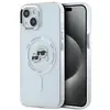 Image de Coque Rigide Blanche/blanche Karl Lagerfeld Klhmp14shlskch Pour Iphone 14 6.1, Compatible Magsafe, Avec Tête Karl Et Choupette.