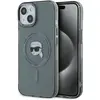 Image de Coque Rigide Noire/noire Karl Lagerfeld Klhmp15shlskik Pour Iphone 15 6.1, En Métal, Avec Tête De Karl Lagerfeld Et Compatible Magsafe.