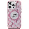 Image de Étui Karl Lagerfeld pour iPhone 15 Pro 6.1 rose étui rigide IML Monogram Karl&Choupette Head MagSafe - Neuf