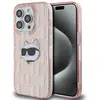 Image de Coque Rigide Rose Karl Lagerfeld Klhcp14xhklpchp Pour Iphone 14 Pro Max 6,7 Pouces, Motif Tête De Choupette Et Monogramme Iml
