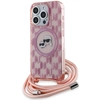 Image de Coque Rigide Rose Karl Lagerfeld Klhmp15lhckcklcp Pour Iphone 15 Pro 6.1, Bandoulière Iml, Monogramme Karl Et Choupette, Compatible Magsafe