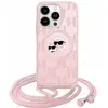 Image de Étui Karl Lagerfeld pour iPhone 15 Pro Max 6.7 rose hardcase IML Crossbody Monogram Karl & Choupette Head MagSafe - Neuf