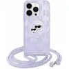 Image de Étui Karl Lagerfeld pour iPhone 15 6.1 violet hardcase IML Crossbody Monogram Karl & Choupette Head MagSafe - Neuf