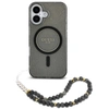 Image de Étui Guess pour iPhone 16 6.1 noir étui rigide IML Glitter With Pearl Strap MagSafe - Neuf