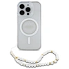 Image de Étui Guess pour iPhone 16 Pro 6.3 transparent étui rigide IML Glitter With Pearl Strap MagSafe - Neuf