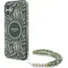 Image de Guess GUHMP16SHCPOFPA Apple iPhone 16 hardcase IML Flowers Allover Electro With Pearl Strap MagSafe green