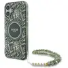 Image de Étui Guess pour iPhone 16 6.1 vert étui rigide IML Flowers Allover Electro With Pearl Strap MagSafe - Neuf