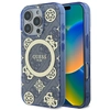 Image de Coque Rigide Bleue/bleue Guess Guhmp16xh4pyeeb Pour Iphone 16 Pro Max 6,9 Pouces, Motif Pivoine Sur Fond 4g, Compatible Magsafe