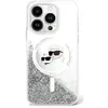 Image de Coque Rigide Transparente À Paillettes Liquides Karl Lagerfeld Klhmp16slgkcsgh Pour Iphone 16 6,1 Pouces, Avec Logo Karl Et Choupette, Compatible Magsafe.