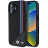 Image de Coque Rigide Bmw Bmhmp16s23putrk Pour Iphone 16 6.1 Noir/noir, Motif À Rayures Tricolores En Maille, Compatible Magsafe