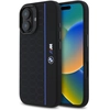 Image de Coque Rigide Bmw Bmhmp16s23sheb Pour Iphone 16 6,1" Noire, En Silicone, Motif Hexagonal, Ligne Bleue, Compatible Magsafe.