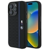 Image de Coque Rigide Bmw Bmhmp16x23sheb Pour Iphone 16 Pro Max 6,9 Pouces, Noire, En Silicone, Motif Hexagonal, Ligne Bleue, Compatible Magsafe.