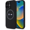 Image de Coque Rigide Bmw Bmhmp16s23srok Pour Iphone 16 6.1 Noir/noir, En Silicone Avec Anneau Imprimé Et Compatible Magsafe.