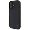 Image de Étui Mercedes pour iPhone 16 6.1 noir étui rigide MB Blue Line Leather MagSafe - Neuf
