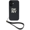 Image de Étui DKNY pour iPhone 16 6.1 noir étui rigide Wrist Strap Stock Logo - Neuf