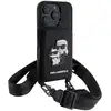 Image de Coque pour iPhone 16 Pro avec Bandoulière et Porte-cartes Élégant Noir - Neuf