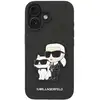 Image de Coque pour iPhone 16 Design Karl et Choupette avec Finition Saffiano Grainée Noir - Neuf
