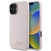 Image de Coque Rigide Rose Guess Guhcp16msmbslp Pour Iphone 16 Plus 6,7 Pouces, En Silicone, Avec Logo Et Cadre En Métal.