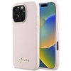 Image de Coque Rigide Rose Guess Guhcp16xsmbslp Pour Iphone 16 Pro Max 6,9 Pouces, Logo Et Cadre En Métal Avec Inscription Et Inscription.