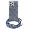 Image de Étui Guess pour iPhone 16 Pro 6.3 bleu étui rigide Crossbody Cord 4G Print - Neuf