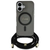 Image de Étui Guess pour iPhone 16 6.1 noir étui rigide Crossbody Cord Script MagSafe - Neuf