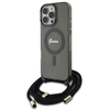 Image de Coque Rigide Noire Guess Guhmp16lhctsgnsk Pour Iphone 16 Pro 6,3 Pouces, Bandoulière, Cordon, Inscription, Magsafe