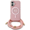 Image de Coque Rigide Guess Guhmp16shctsgnsp Pour Iphone 16 6.1 Rose/rose, Bandoulière, Cordon, Inscription, Magsafe