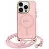 Image de Étui Guess pour iPhone 16 6.1 rose étui rigide Crossbody Cord Script MagSafe - Neuf