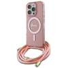 Image de Coque Rigide Guess Guhmp16lhctsgnsp Pour Iphone 16 Pro 6,3" Rose Avec Bandoulière Et Cordon, Compatible Magsafe.
