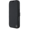 Image de Étui Mercedes pour iPhone 16 6.1 noir étui avec rabat Leather Wood Imitation - Neuf