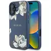 Image de Étui Guess Grained Printed Flower Pattern MagSafe pour iPhone 16 bleu - Neuf