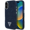 Image de Étui Guess Denim À Logo Triangulaire Magsafe Pour Iphone 16 Bleu