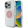 Image de Coque Magsafe Guess Iml En Métal Avec Logo Classique Rond Coloré Et Logo Classique Pour Iphone 16 Pro Rose