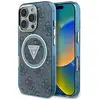 Image de Étui Guess IML Metal Glitter 4G Circle Triangle MagSafe pour iPhone 16 Pro bleu - Neuf