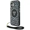 Image de Étui Guess HC IML Leopard Triangle Cord Strap pour iPhone 16 MagSafe noir - Neuf