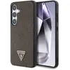Image de Guess Gaufré à chaud Motif pivoine Triangle Logo MagSafe Samsung Galaxy S25 brun