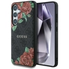 Image de Étui Guess Leather 4g À Imprimé Floral, Logo Classique En Métal Et Magsafe Pour Samsung Galaxy S25, Noir.