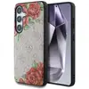 Image de Étui Guess Leather 4G Flowers Print Metal Classic Logo MagSafe pour Samsung Galaxy S25 rose - Neuf