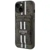 Image de Étui Guess 4G Stripes avec portefeuille Magsafe pour iPhone 15 marron - Neuf