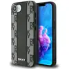Image de Étui DKNY Leather Checkered Mono Pattern MagSafe pour iPhone 16e noir - Neuf