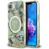 Image de Étui Guess IML Metal Glitter Flowers Triangle MagSafe pour iPhone 16e vert - Neuf