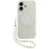 Image de Etui Guess IML Flowers Electro Pearl Strap MagSafe do iPhone 17 bia?y - Neuf