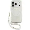Image de Étui Guess IML Flowers Electro Pearl Strap MagSafe pour iPhone 17 Pro blanc - Neuf