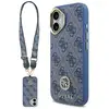 Image de Étui Guess 4G Strass Logo & Big Strap Metal Buttons MagSafe pour iPhone 17 bleu - Neuf