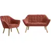 Image de Canapé 2 Places Et Fauteuil En Tissu Texturé Terracotta Caserta