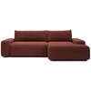 Image de Canapé D'Angle Droit Convertible En Tissu Chenille Bordeaux Daviso