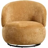 Image de Fauteuil Rotatif En Tissu Texturé Jaune Moutarde Lacazo